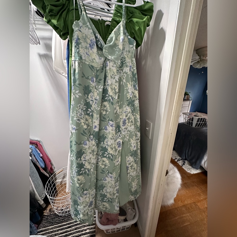Abercrombie Green Floral Midi Dress